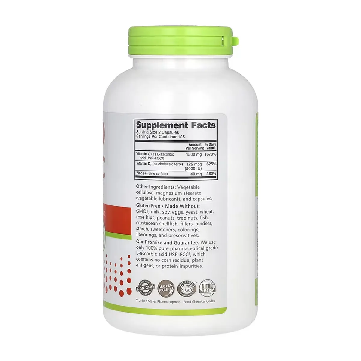 Вітамін C D3 Цинк Nutribiotic капсули 250 шт фармацевтична ступінь чистоти.