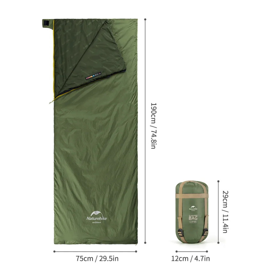 Спальний мішок Naturehike нейлон 190х75 см темно-зелений
