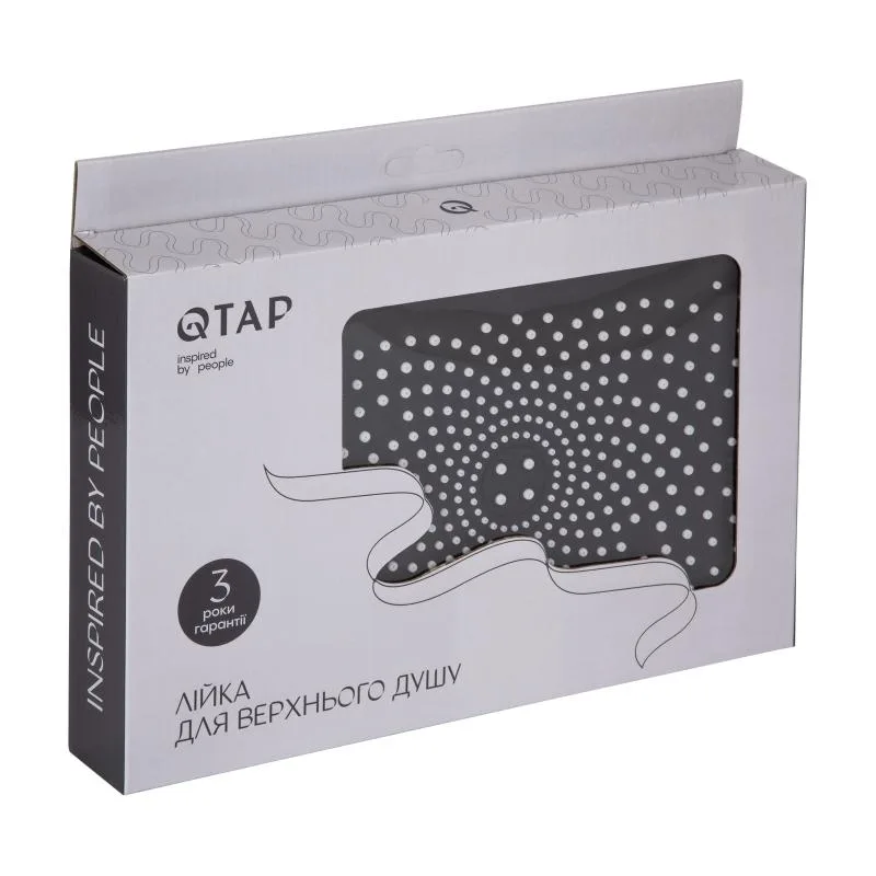 Лійка для верхнього душу Qtap Hlavova 260х180 мм ABS чорна хромована