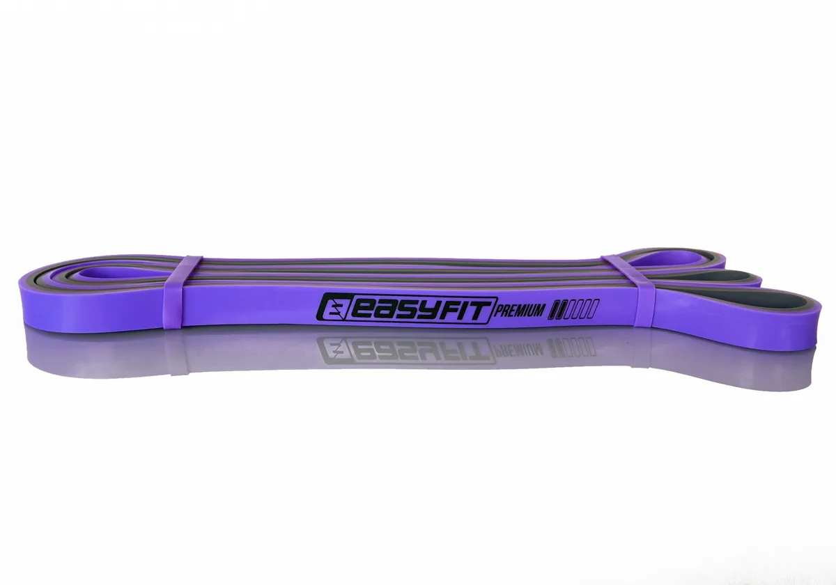 Двухслойная резинка EasyFit натуральный латекс 2080х13х4,5 мм фиолетово-серая 7-15 кг