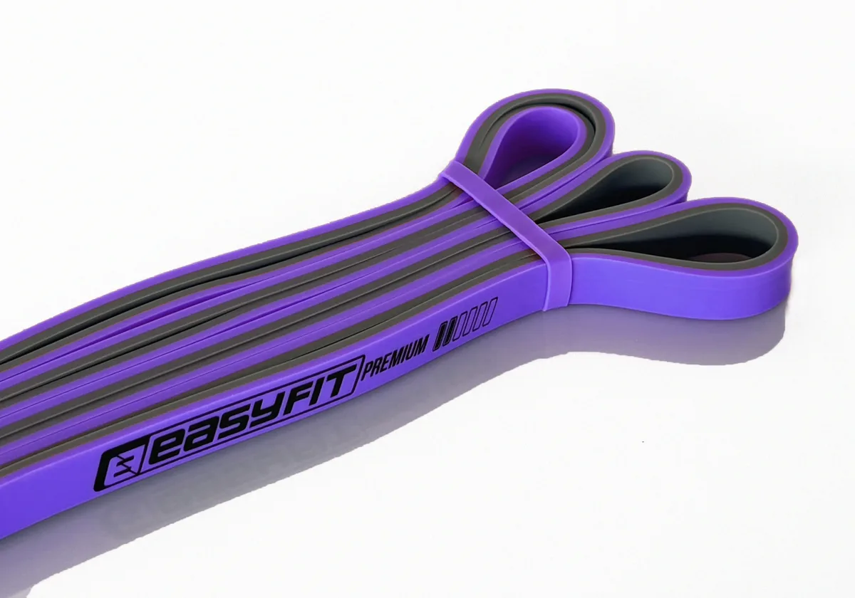 Двухслойная резинка EasyFit натуральный латекс 2080х13х4,5 мм фиолетово-серая 7-15 кг