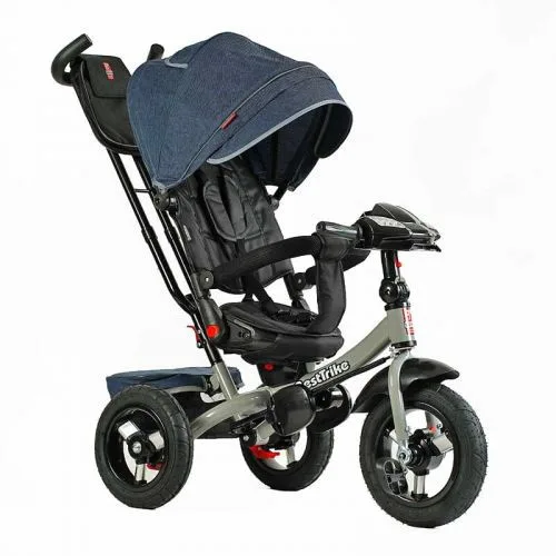 Велосипед-коляска Best Trike с поворотным сиденьем и музыкальной панелью для детей с надувными колесами и пультом управления.