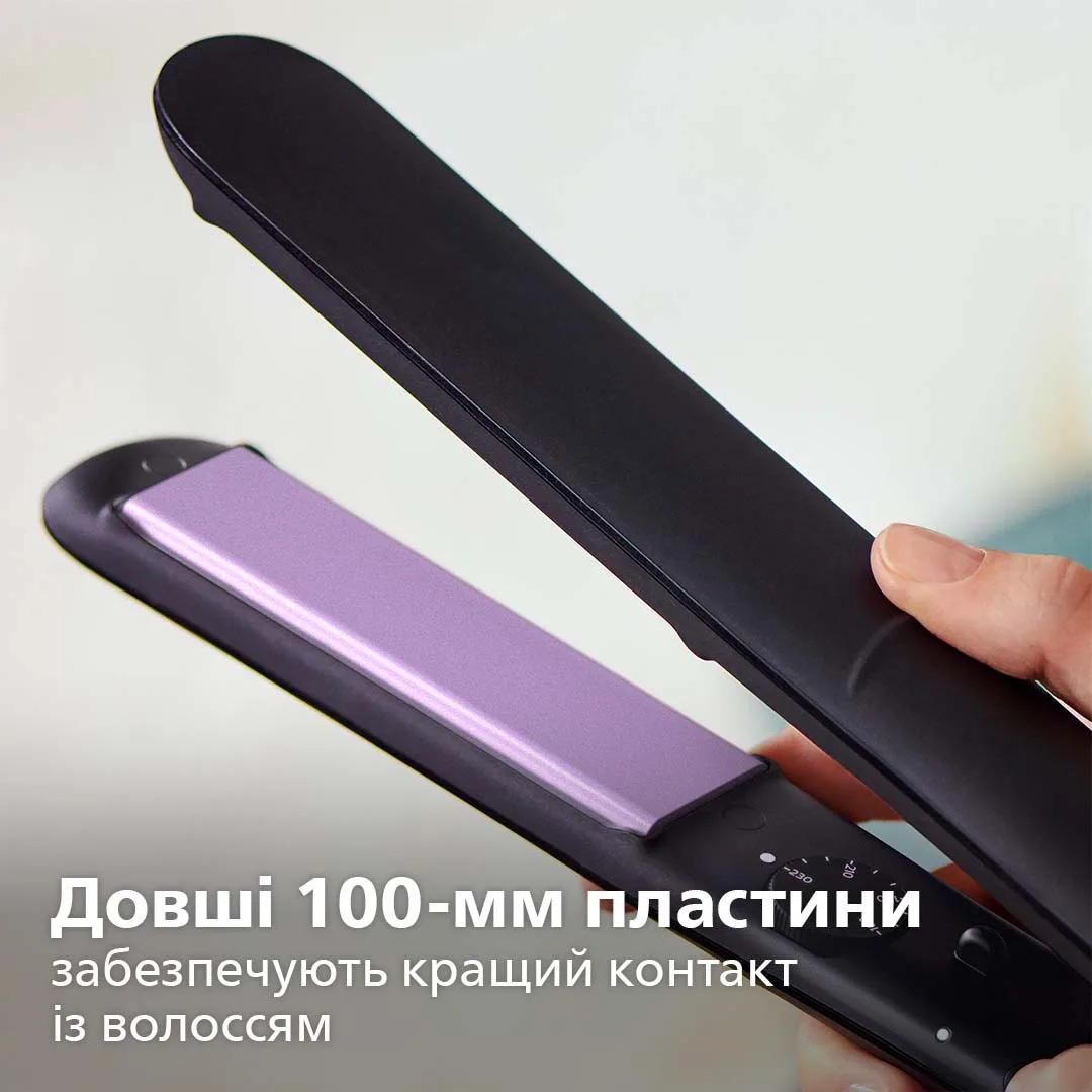 Випрямляч волосся Philips керамічний 100х28 мм чорний фіолетовий