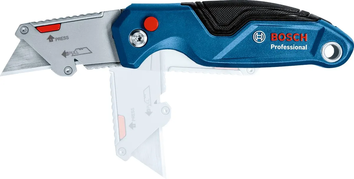 Складаний трапецієподібний будівельний ніж Bosch Professional, пластиковий корпус, 215 мм.