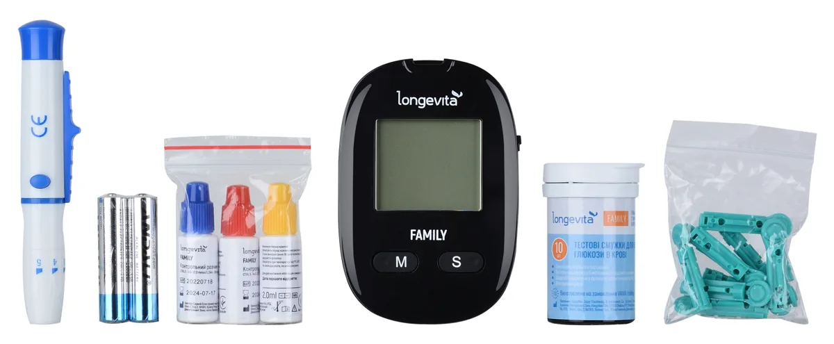 Глюкометр Longevita Family электрохимический для измерения глюкозы в крови 0,5-33,3 ммоль/л