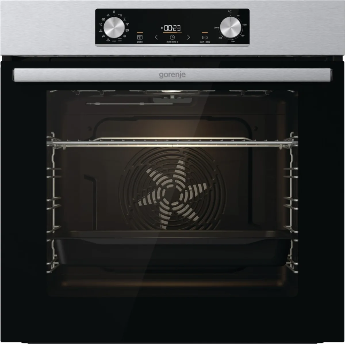 Духова шафа Gorenje електрична 77л A+ AirFry для випікання і смаження з дисплеєм IconLed нержавіюча сталь