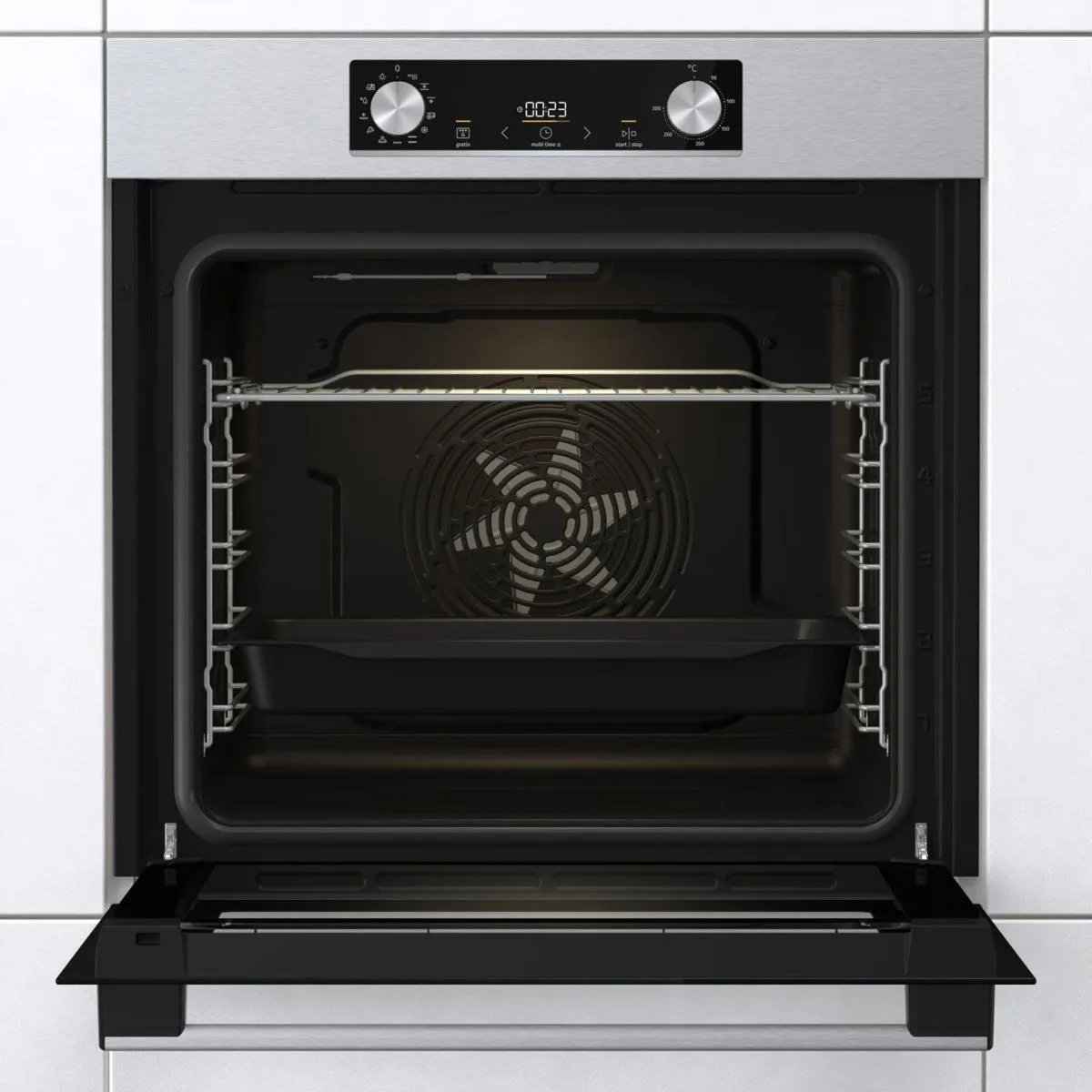 Духовой шкаф Gorenje электрический 77л A+ AirFry для выпечки и жарки с дисплеем IconLed нержавеющая сталь