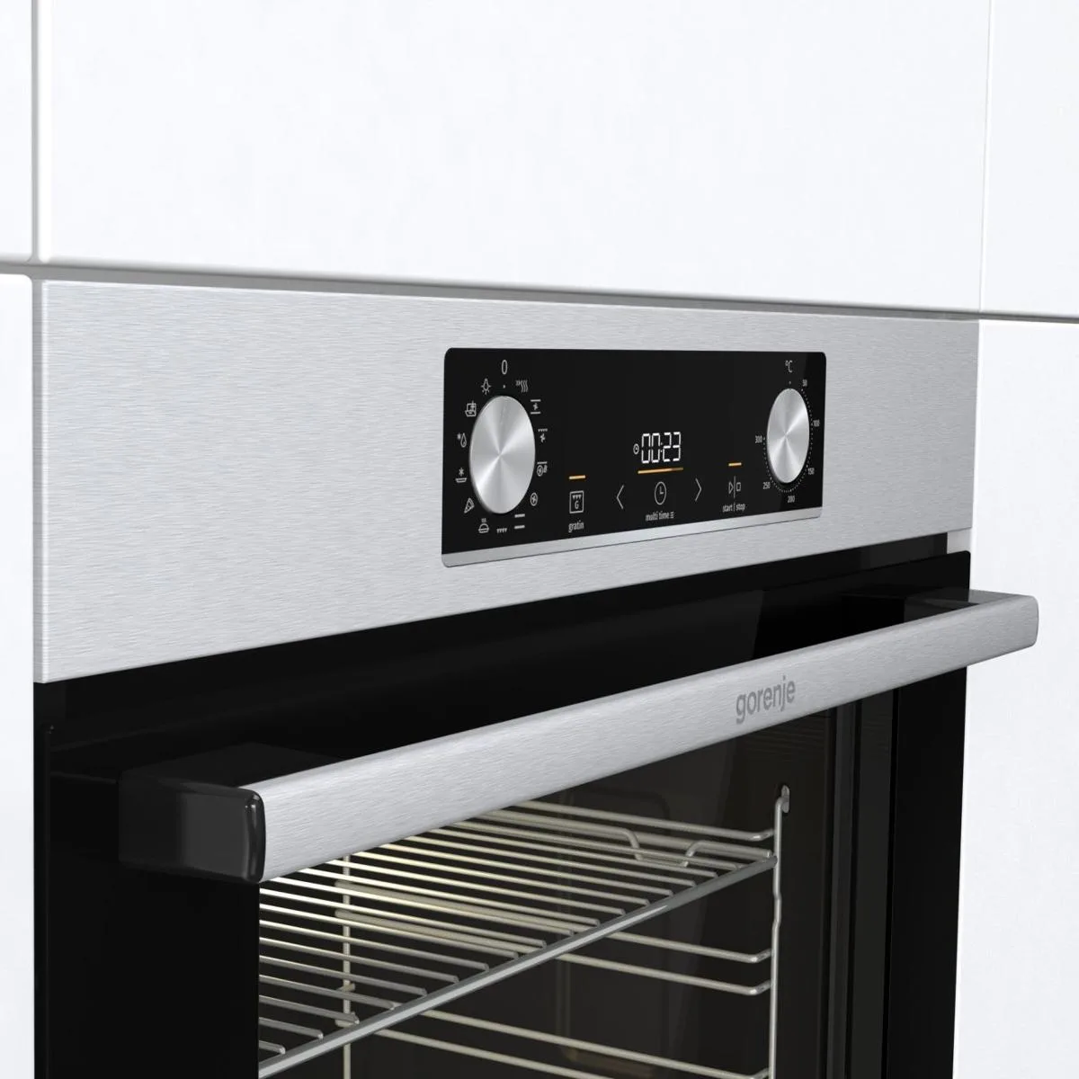 Духовой шкаф Gorenje электрический 77л A+ AirFry для выпечки и жарки с дисплеем IconLed нержавеющая сталь