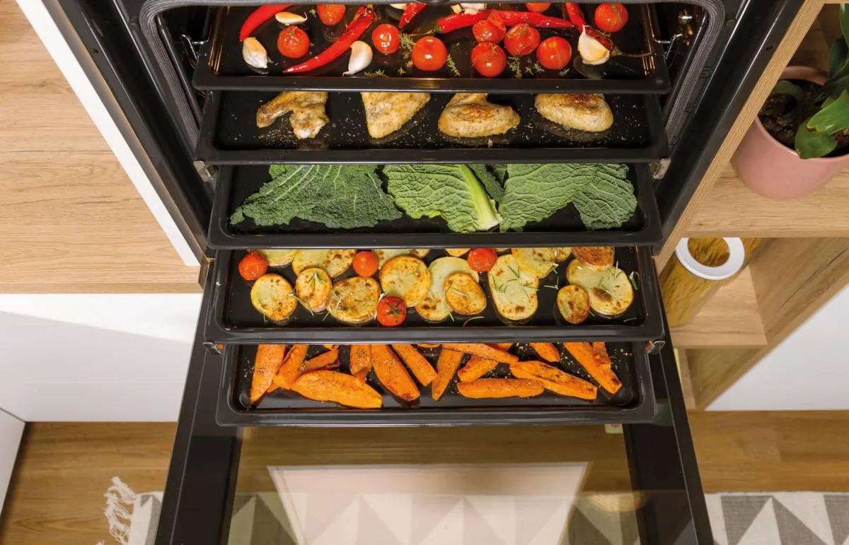 Духовой шкаф Gorenje электрический 77л A+ AirFry для выпечки и жарки с дисплеем IconLed нержавеющая сталь