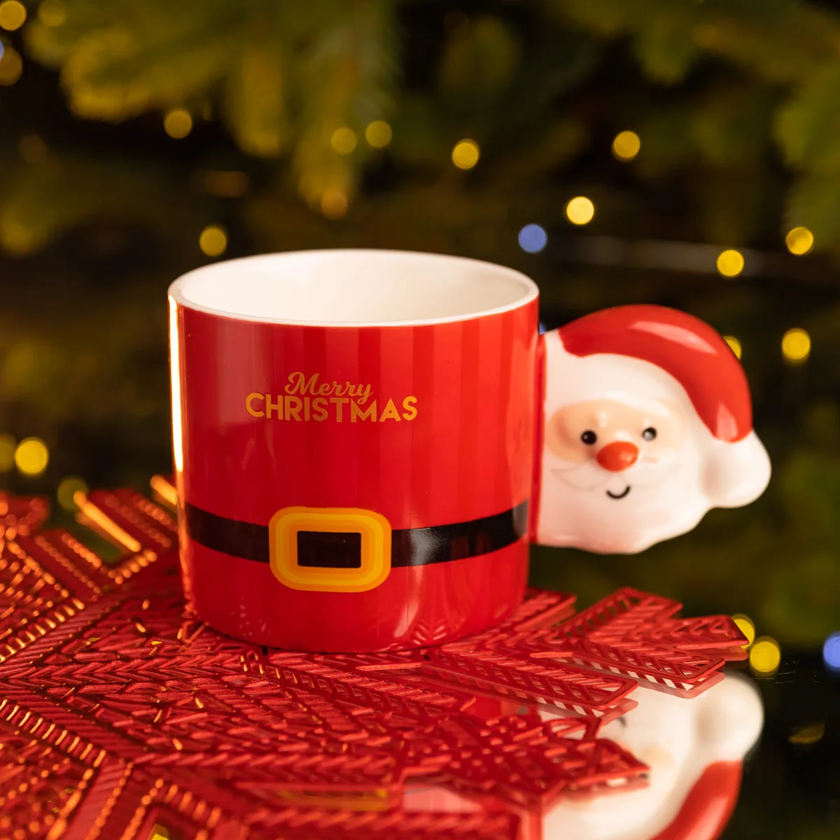 Чашка порцелянова 400 мл Червона Merry Christmas