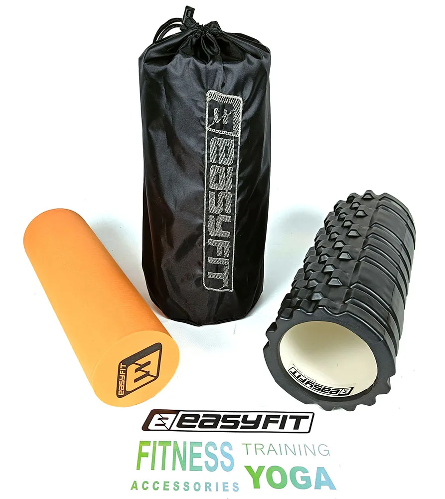 Масажний ролик EasyFit PRO EVA-піна 33 см чорний подвійний