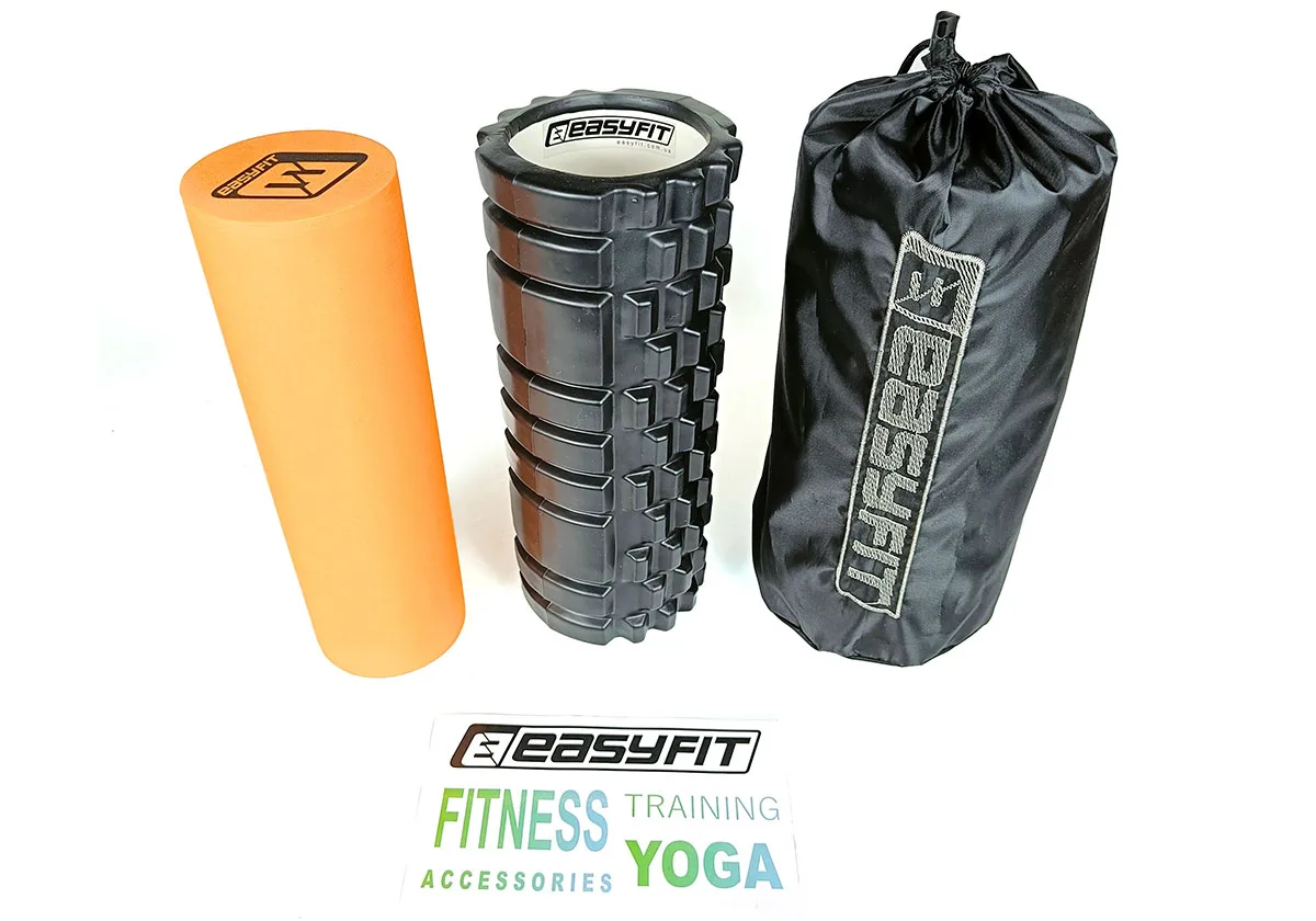 Масажний ролик EasyFit PRO EVA-піна 33 см чорний подвійний
