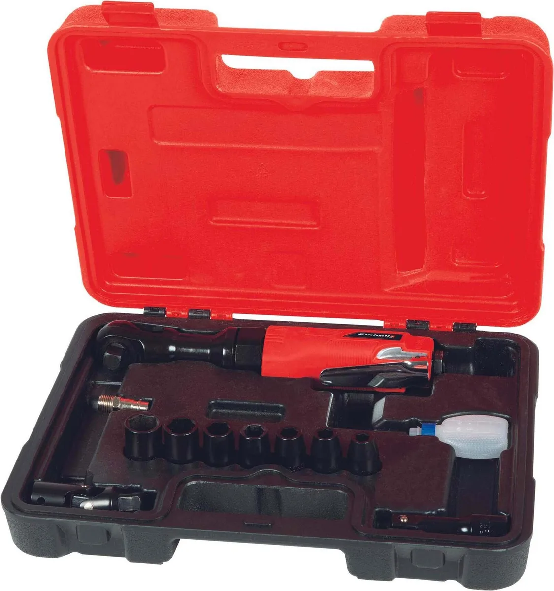 Пневматична викрутка Einhell TC-PR 68, 6.3 бар, 68 Нм, 114 л/хв, у кейсі, вага 1.23 кг.