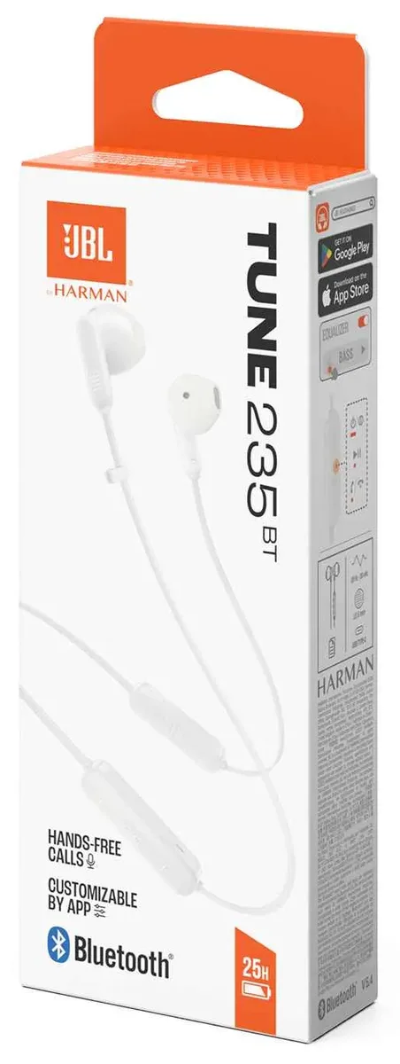 Гарнітура JBL Дротові вкладиші 12,5 мм Білий з вологозахистом IPX4