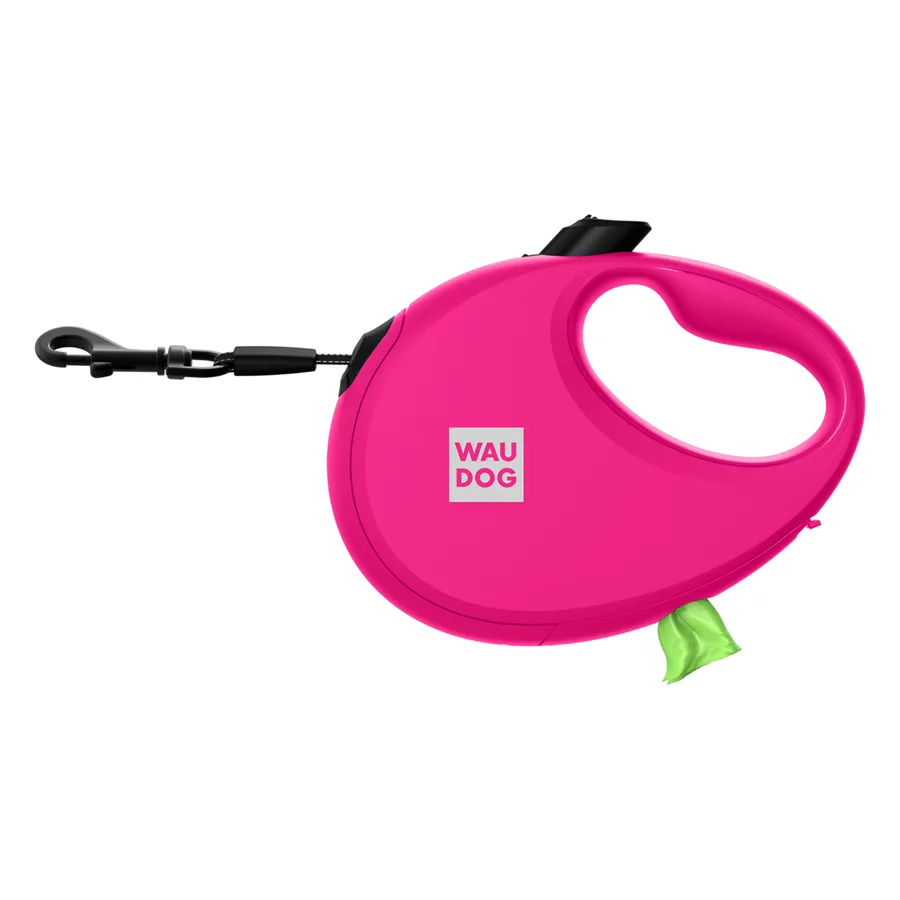 Повідець-рулетка WAUDOG R-leash M 5 м пластиковий рожевий металевий