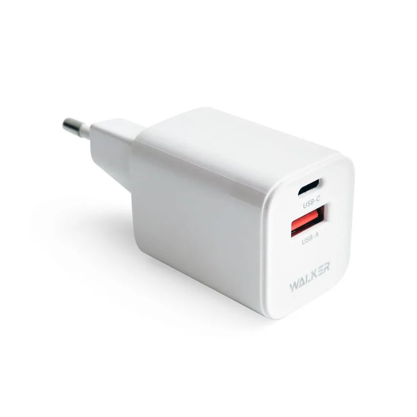 Мережевий зарядний пристрій WALKER 33W GAN Type-C USB 34х30х61 мм Білий