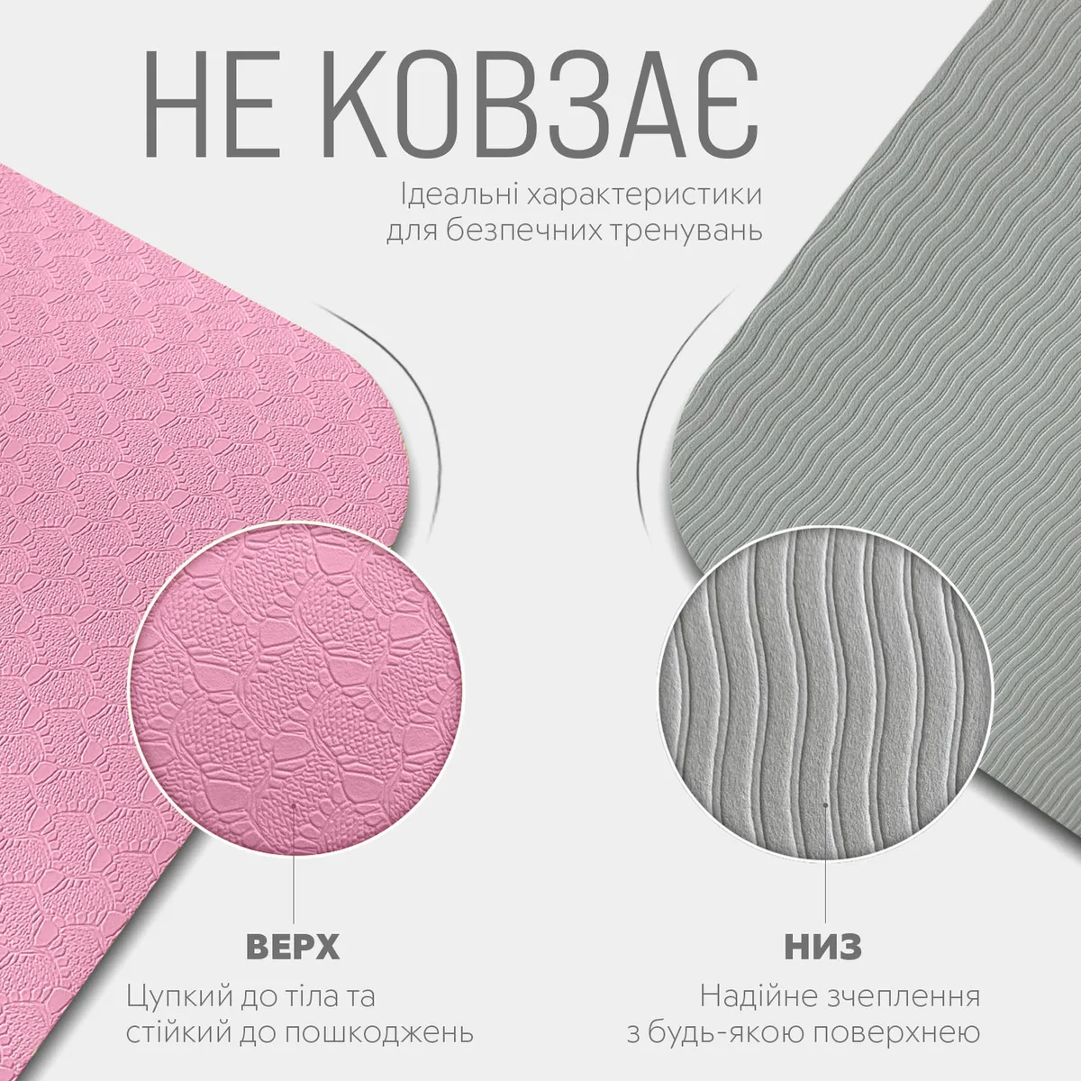 Килимок для йоги EasyFit TPE 183х61 см 6 мм рожевий-сірий