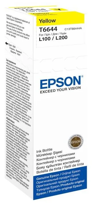 Контейнер з чорнилом Epson T6644 EcoTank L110/L120/L121/L1300/L1455/L210/L300/L3050/L3060/L3070/L355/L382/L386/L486/L550/L605/L655/L364/L132/L222/L312/L366/L456/L566 yellow