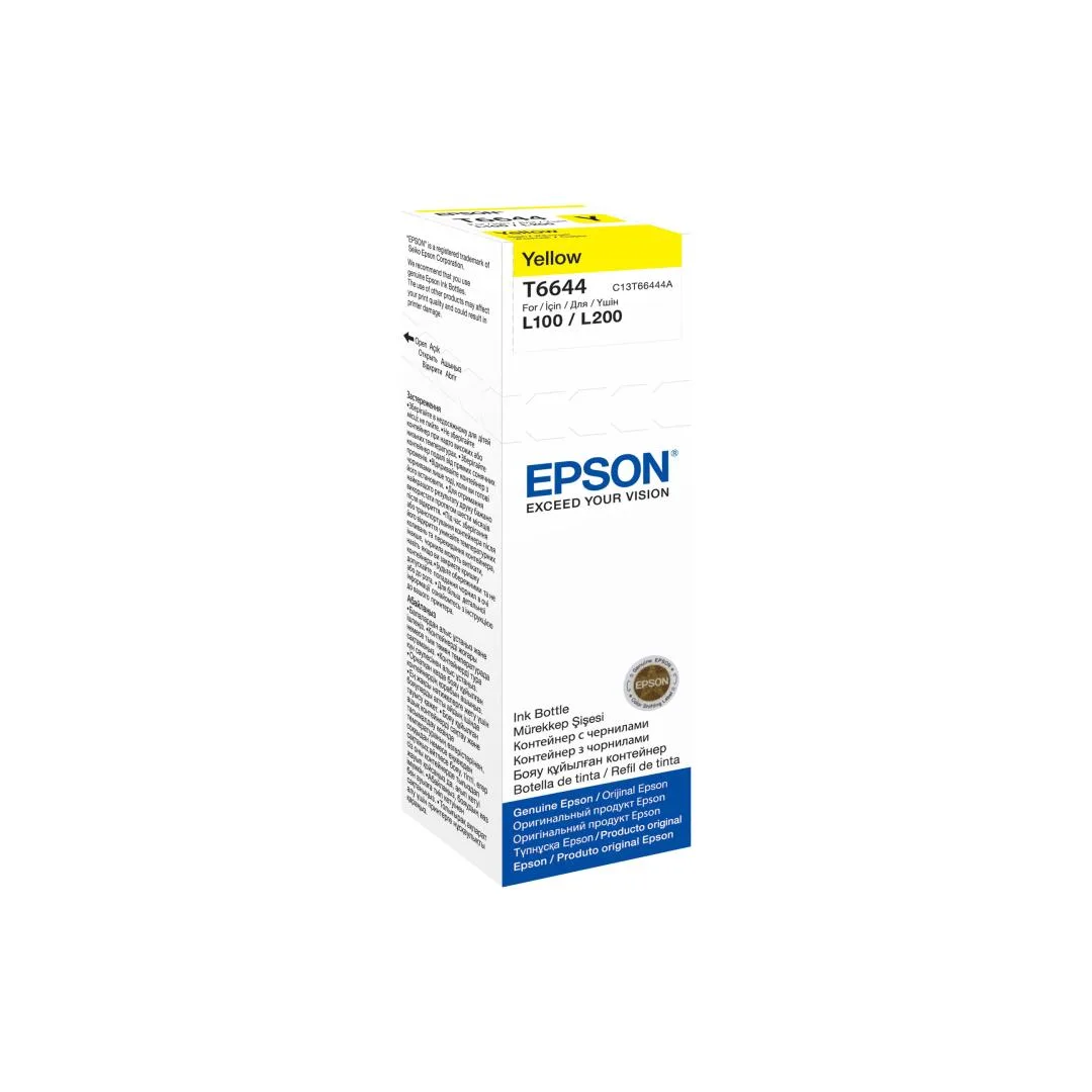 Контейнер з чорнилом Epson T6644 EcoTank L110/L120/L121/L1300/L1455/L210/L300/L3050/L3060/L3070/L355/L382/L386/L486/L550/L605/L655/L364/L132/L222/L312/L366/L456/L566 yellow