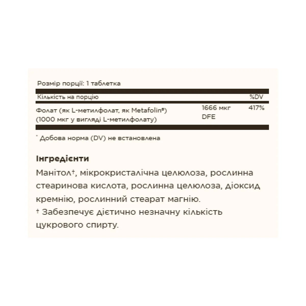 Фолат 1000 мкг Метафолін 60 табл.