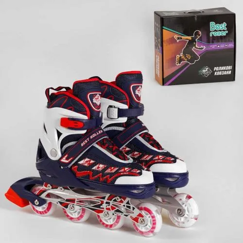 Ролики Best Roller с колесами PU синего цвета для детей размер 30-33 с подсветкой на передних колесах.