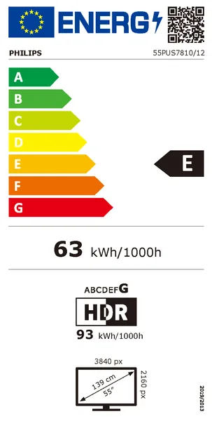 LED-телевізор Philips QLED 55 дюймів Чорний 4K Ultra HD