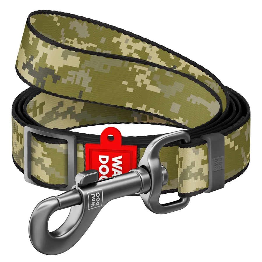 Поводок WAUDOG Нейлон регулируемый 152-183 см 25 мм милитари L-XXL