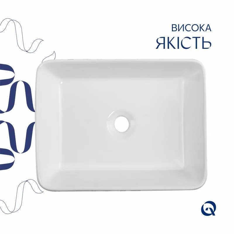 Раковина накладная Qtap Tern 480x370 мм керамическая мраморная