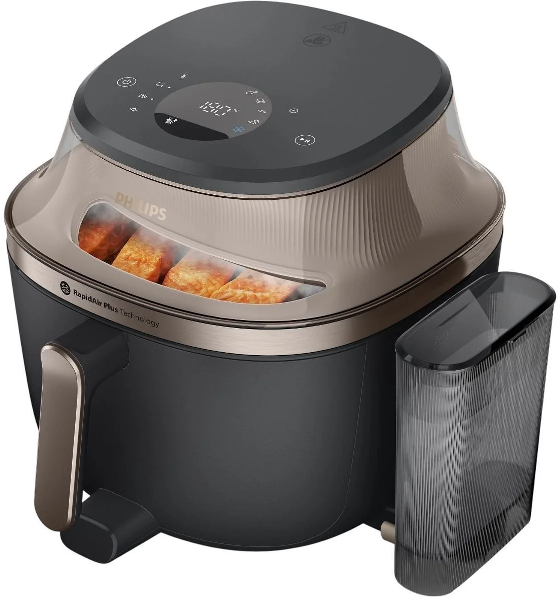 Мультифункційна піч Philips Series 5000 OVI SteamFry, 2000 Вт, об'єм чаші 7.2 л, сенсорне управління, 12 автоматичних програм, ком