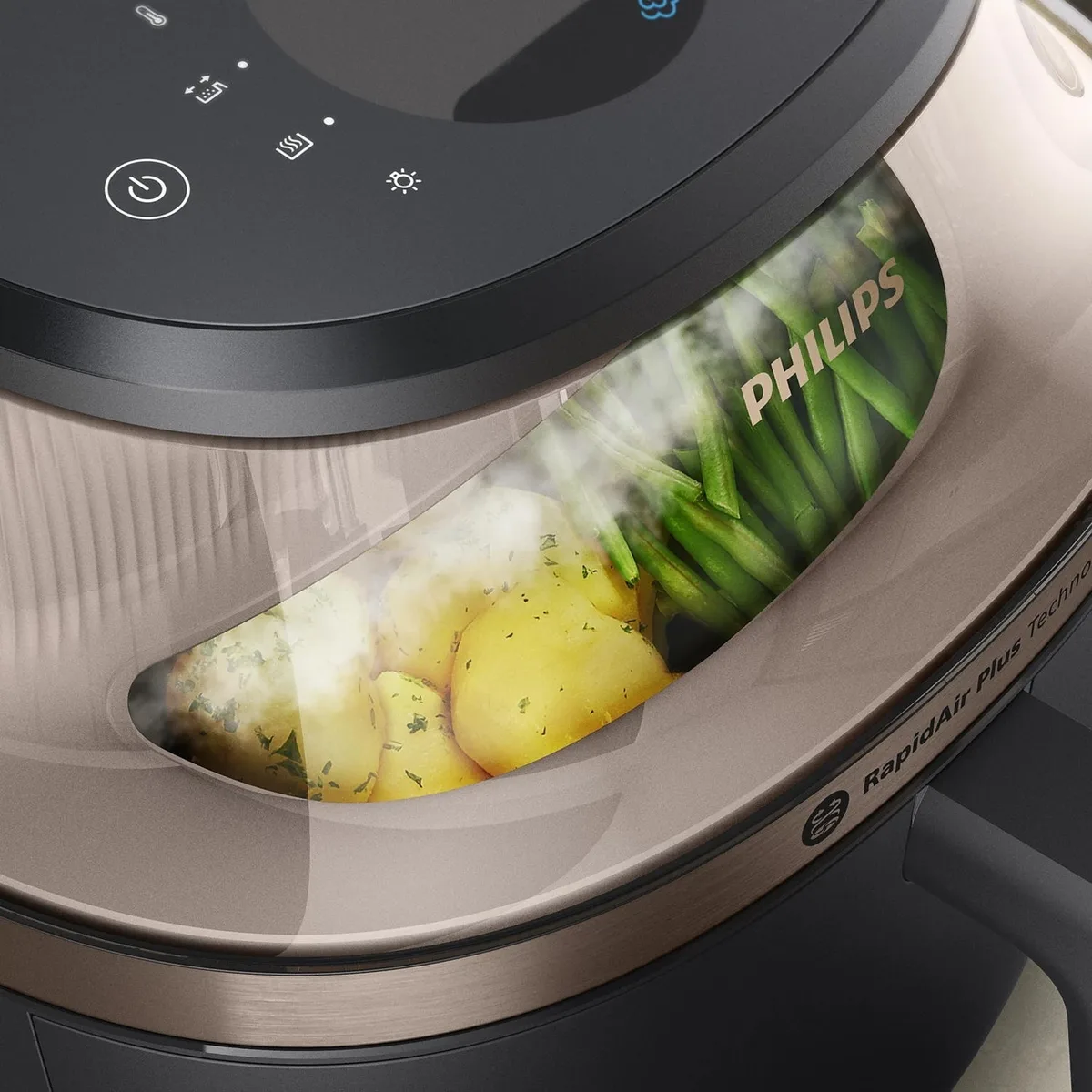 Мультифункційна піч Philips Series 5000 OVI SteamFry, 2000 Вт, об'єм чаші 7.2 л, сенсорне управління, 12 автоматичних програм, ком