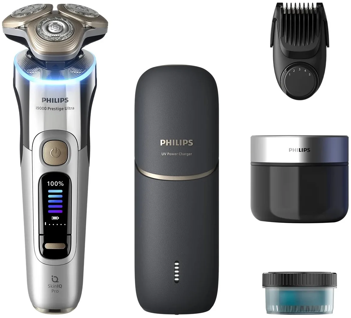 Електрична бритва Philips Series i9000 Prestige Ultra, з трьома бритвяними головками, Li-Ion, для сухого та вологого гоління, з ін
