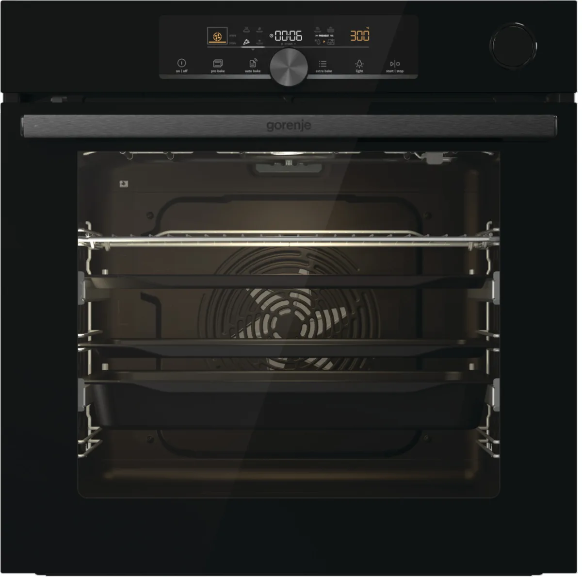 Електрична духова шафа Gorenje 77 л чорна піролітичне очищення 59,5х59,5х56,4 см