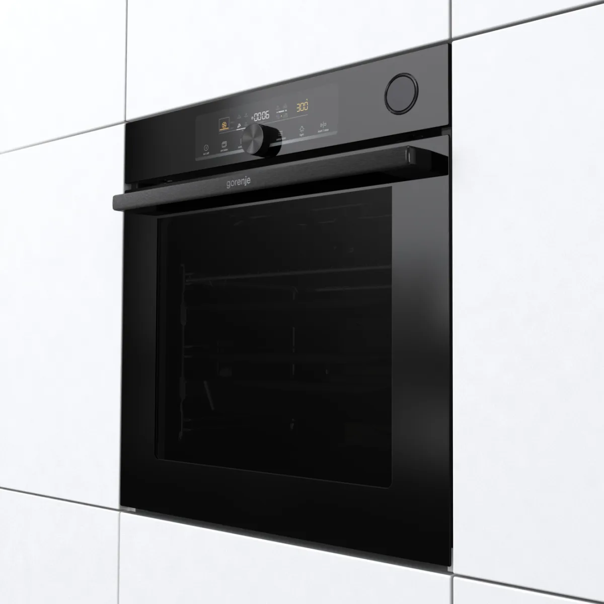 Електрична духова шафа Gorenje 77 л чорна піролітичне очищення 59,5х59,5х56,4 см