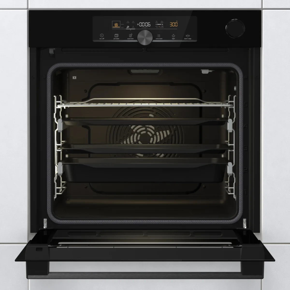 Електрична духова шафа Gorenje 77 л чорна піролітичне очищення 59,5х59,5х56,4 см