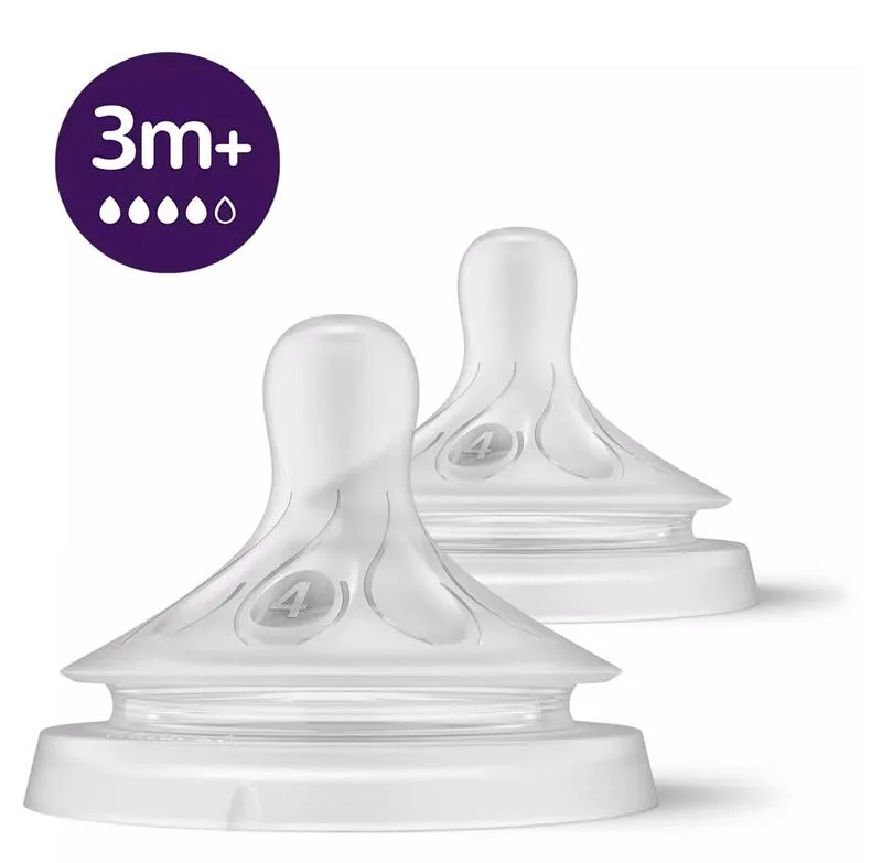 Соска Avent Natural 3міс+, силіконова, Природний потік, середній потік, 2шт