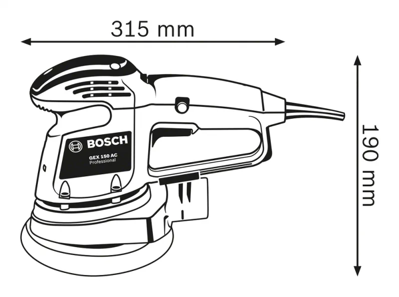 Эксцентриковая шлифмашина Bosch Professional GEX 34-151, 340 Вт, 150 мм, 12000 об/мин, вес 24 кг