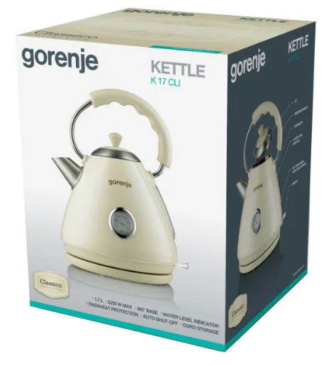 Електрочайник Gorenje 1,7 л Метал Бежевий