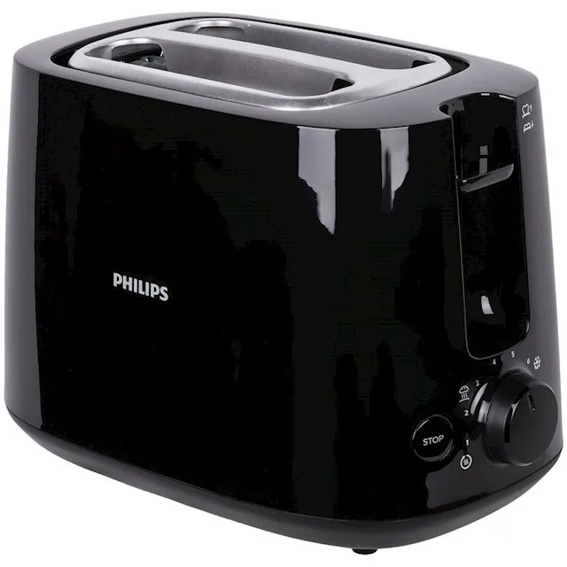 Тостер Philips Пластиковий 2 відділення Чорний 830 Вт 8 режимів обсмажування