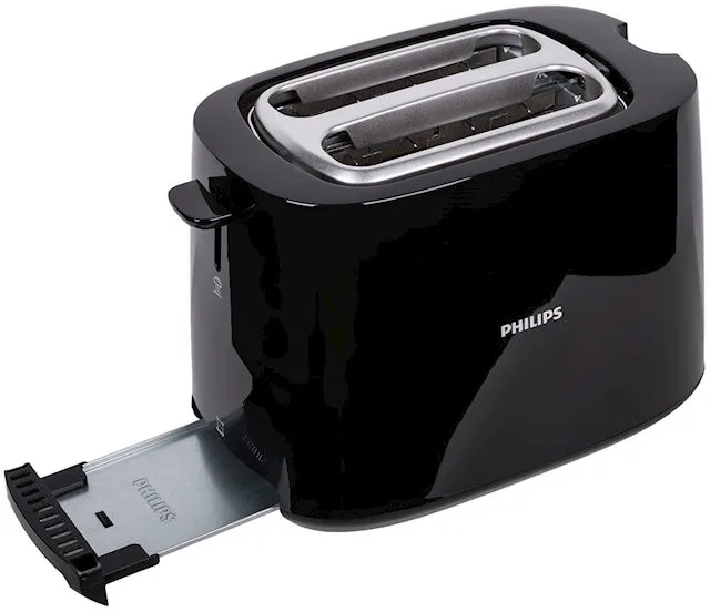 Тостер Philips Пластиковий 2 відділення Чорний 830 Вт 8 режимів обсмажування