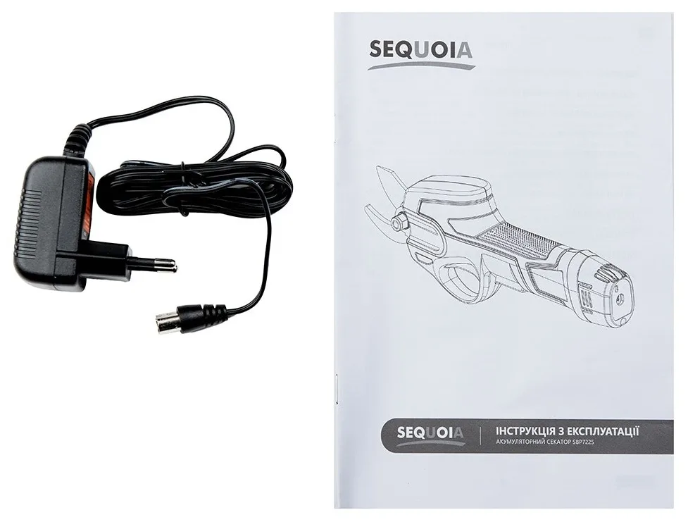Акумуляторний секатор SEQUOIA SBP7225, 7.2В, батарея 1х2А·год, діаметр різу 25 мм, вага 0.9 кг.