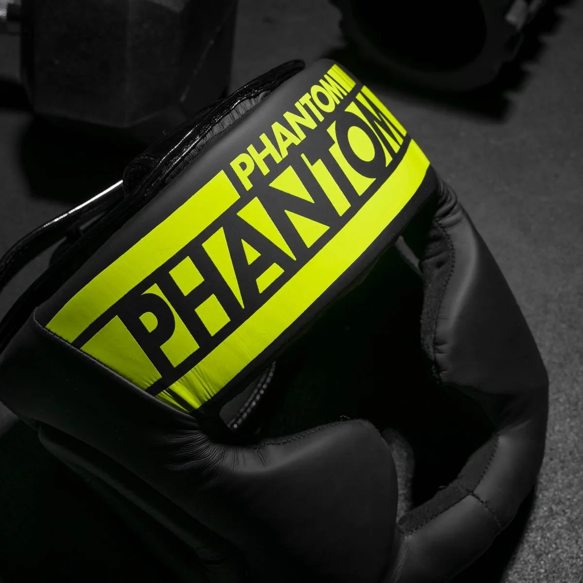 Боксерський шолом Phantom PU-шкіра універсальний чорний жовтий