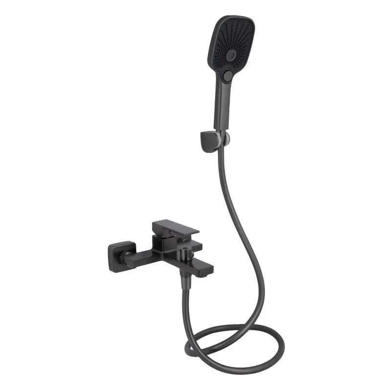 Змішувач для ванни Qtap Gemini QTGEM259GMB45684 з душовим гарнітуром латунь 181х196х107 мм Gunmetal Black PVD