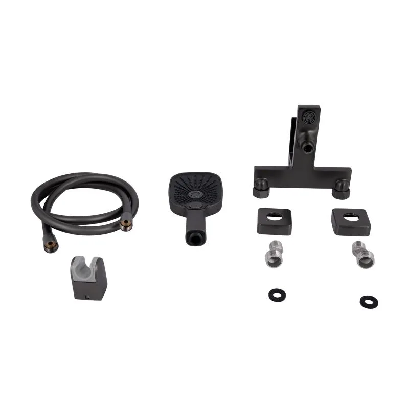 Смеситель для ванны Qtap Gemini QTGEM259GMB45684 с душевым гарнитуром латунь 181х196х107 мм Gunmetal Black PVD