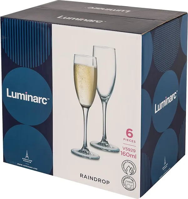 Набір келихів Luminarc загартоване скло 160 мл 6 шт для шампанського