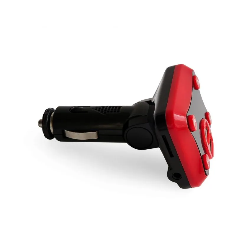 FM-трансмітер KCB Bluetooth пластик чорний/червоний 4 порти USB mini-jack