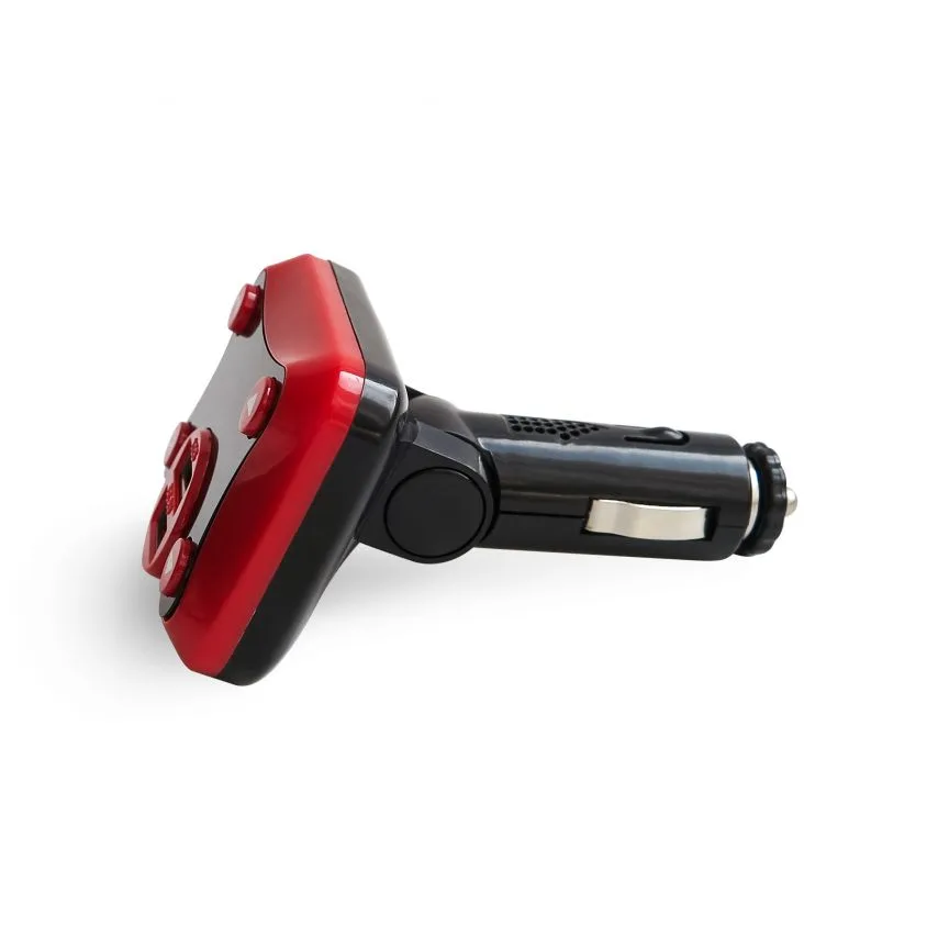 FM-трансмітер KCB Bluetooth пластик чорний/червоний 4 порти USB mini-jack