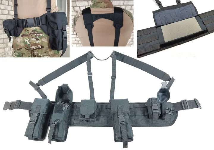 Тактичний розвантажувальний пояс Palianytsia Advanced Cordura 1050 EasyFit чорний 1 шт з підсумками 5 шт