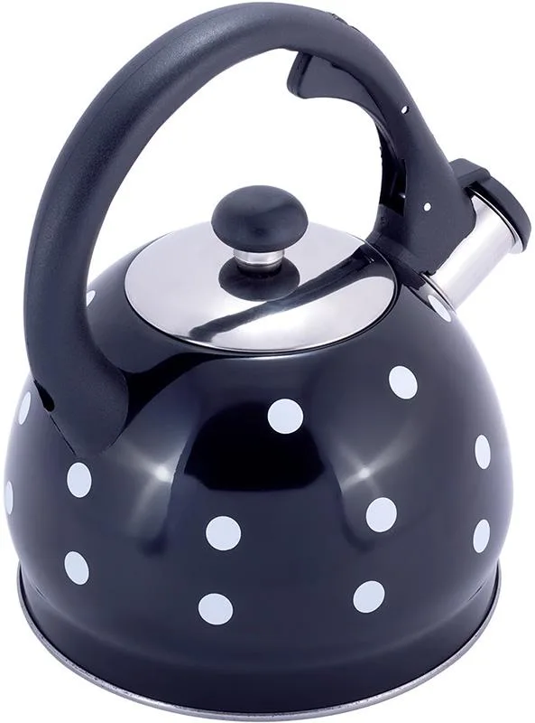 Чайник Kamille Polka Dot свистковый 2 л черный из нержавеющей стали