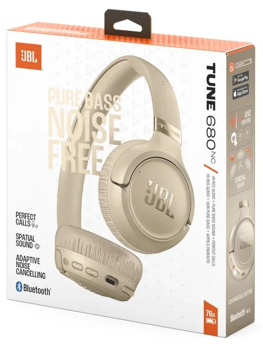 Гарнітура JBL Бежеві бездротові повнорозмірні з шумозаглушенням 32 мм