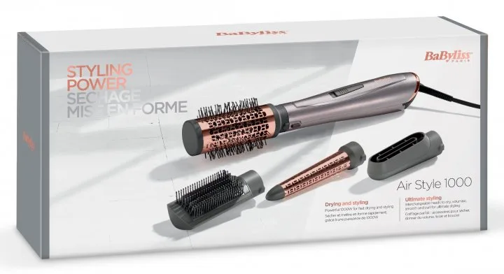 Фен-щітка BaByliss 1000 Вт іонізація холодний обдув кераміка сірий